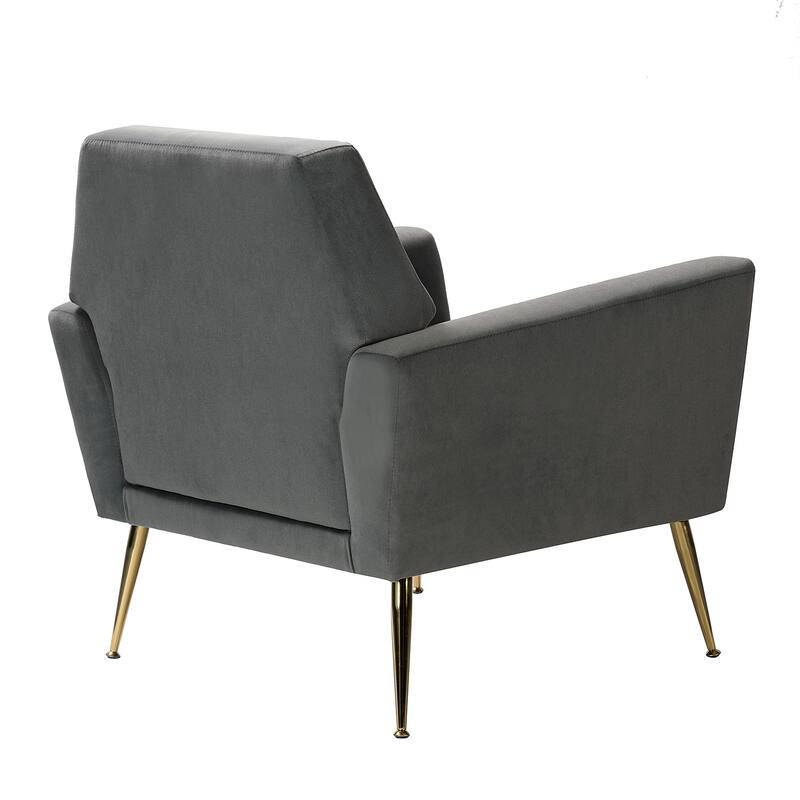 Lilia Contemporary Velvet Upholstered Tufted Back Armchair with Metal Golden legs by HULALA HOME