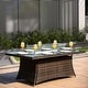 preview thumbnail 3 of 15, Outdoor Wicker Patio Rectangle Gas Fire Pit Table Set with 6 Chairs by Moda Furnishings (Including Rain Cover)