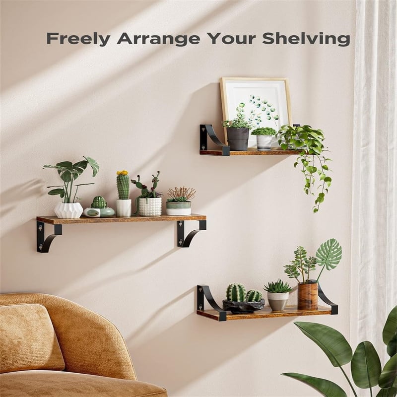 Wall Shelves Set of 3 - 16.4"D x 5.9"W x 0.7"H