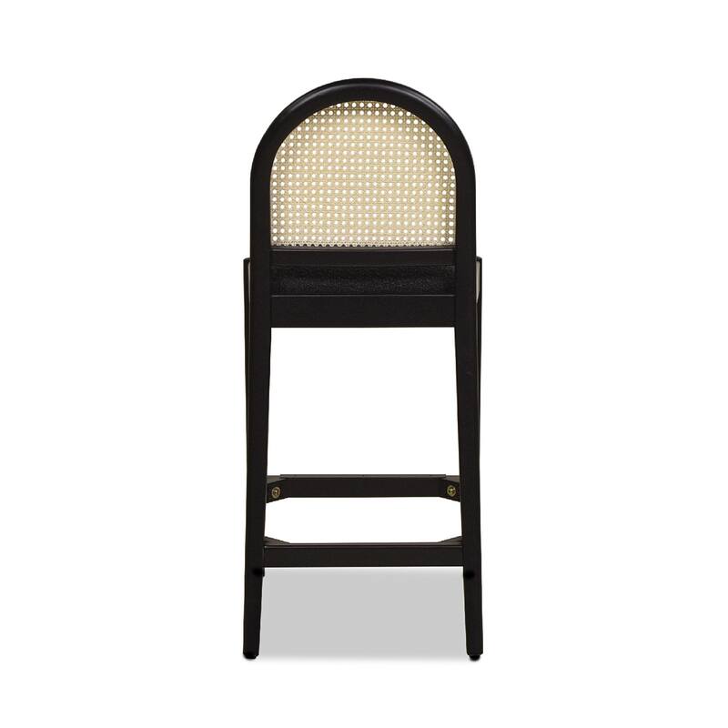 Curved Back Cane Rattan Counter Stool Set
