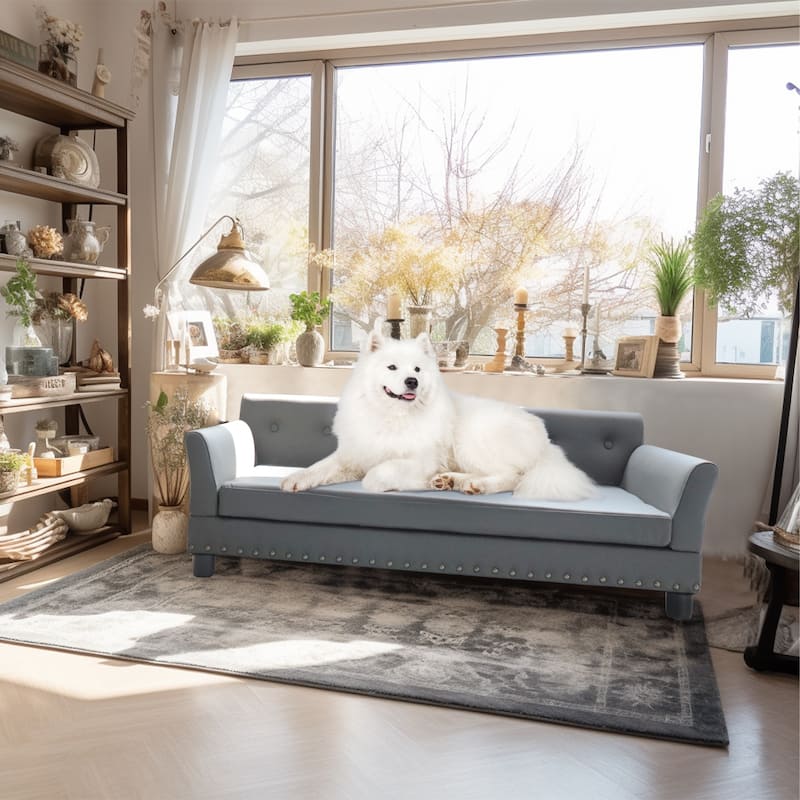 Leather Orthopedic Dog Sofa Elevated Bed Waterproof with Removal Cover