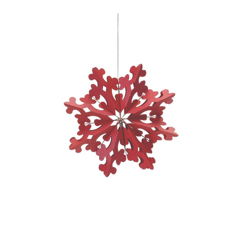 Set of 6 Red Paper Cut Out Snowflake Christmas Ornaments 15.75"