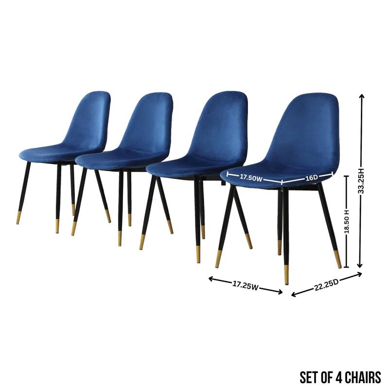 5 Piece Modern Round Dining Table Set, 45" Wooden Table with 4 Velvet Upholstered Chairs and Metal Leg, for Breakfast Nook