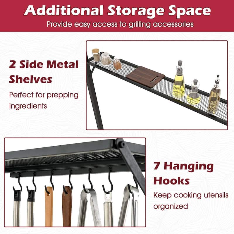 Costway 8' x 5' Grill Gazebo with 2 Shelves 7 Hooks Metal Frame Soft - See Details