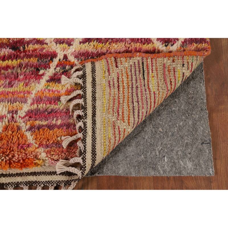 Hand Knotted Oriental 100% Wool Carpet Modern Geometric Multi-Colored Moroccan Area Rug - 6' 0'' X 4' 0''