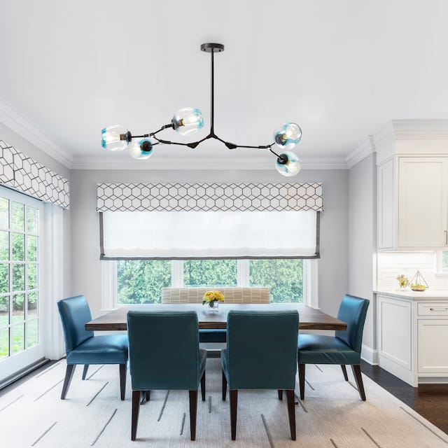 Belladepot Modern Full-angle Adjustable Chandelier with Smoked Glass Shades - 5 Light - Blue