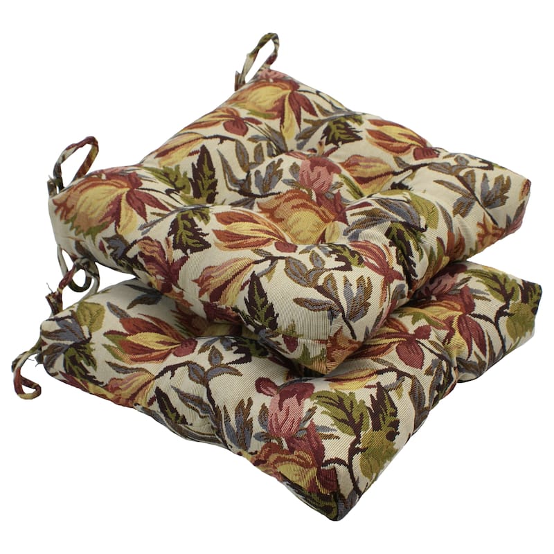 16-inch Square Back Tufted Indoor Chair Cushion (Set of 2, 4, or 6, Multiple Fabrics) - 16 x 16