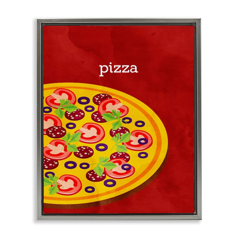 Stupell Tasty Savory Pizza Framed Floater Canvas Wall Art Design By Kim Allen - 25 x 31 - Grey