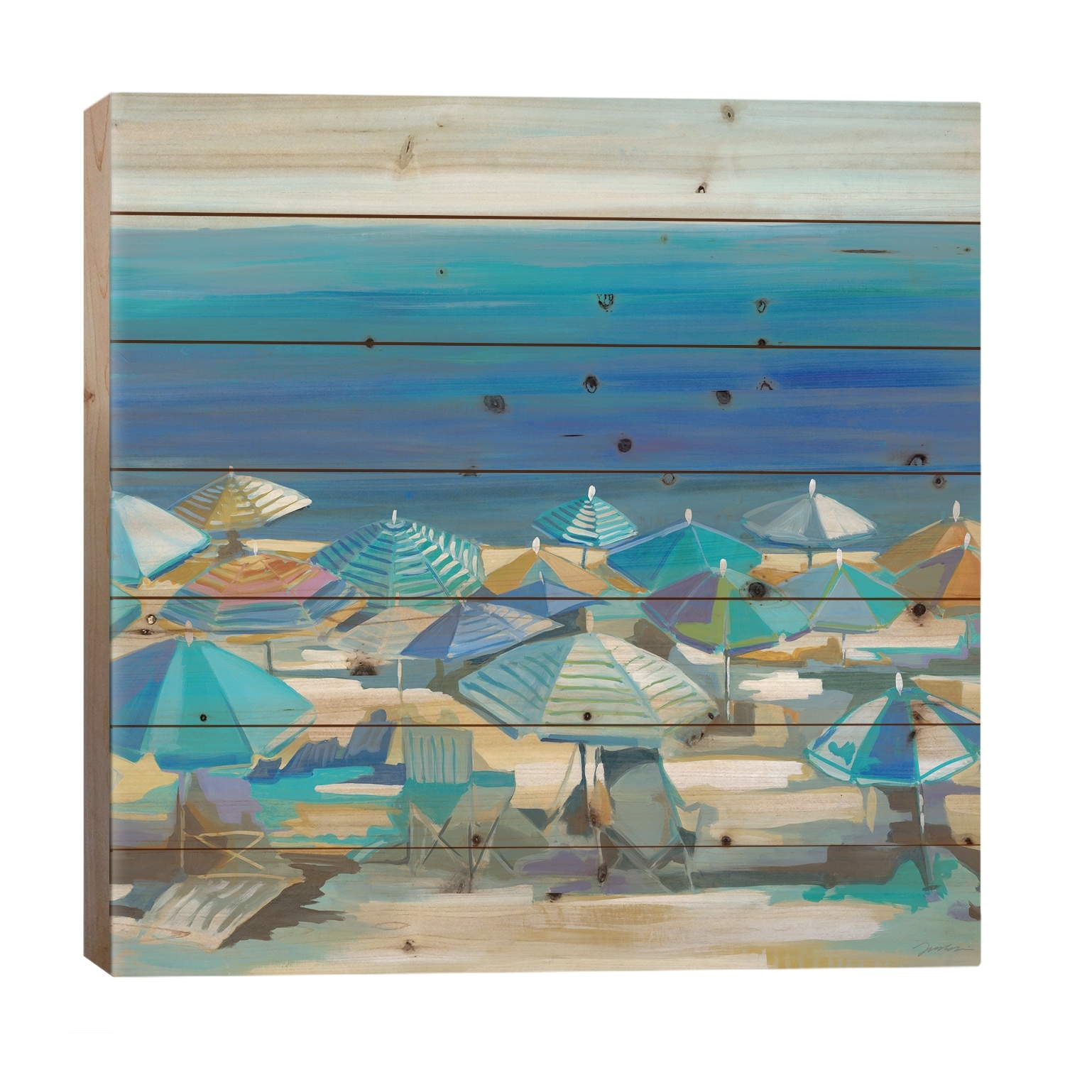 Beach Blanket Bingo Print On Wood by Liz Jardine - Multi-Color