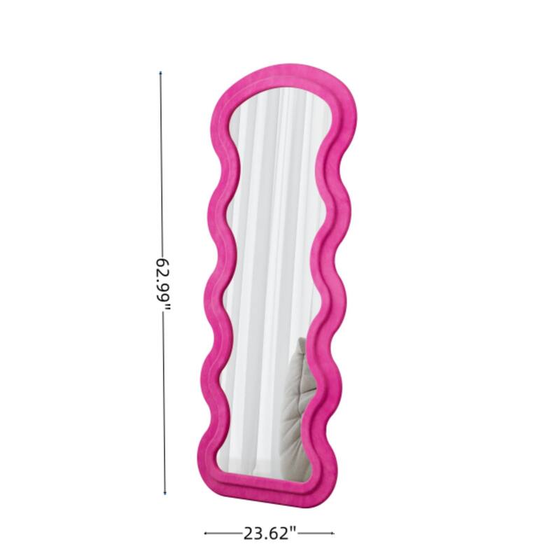 Flannel Full Length Wave Floor Mirror with Stand