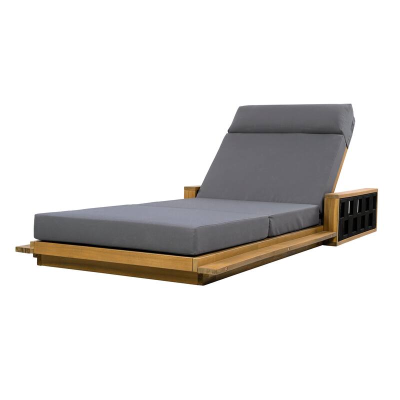 Christopher Knight Home - Modern Outdoor Solid Wood 4-Fold Adjustable Backrest Chaise Lounge with Rope Accents & Foam Cushion