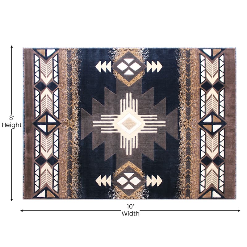 Traditional Southwestern Style Olefin Fiber Geometric Area Rug