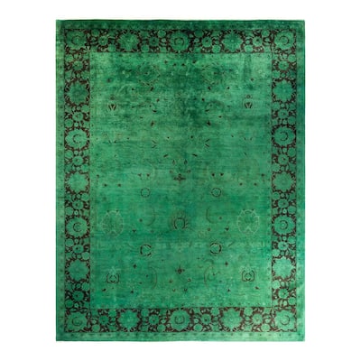 Contemporary Overdyed Wool Hand Knotted Area Rug - 9' 4" x 12' 0"