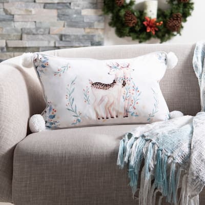 SAFAVIEH Holiday Agneza Nutmeg White/Brown 12 x 20-inch Decorative Pillow