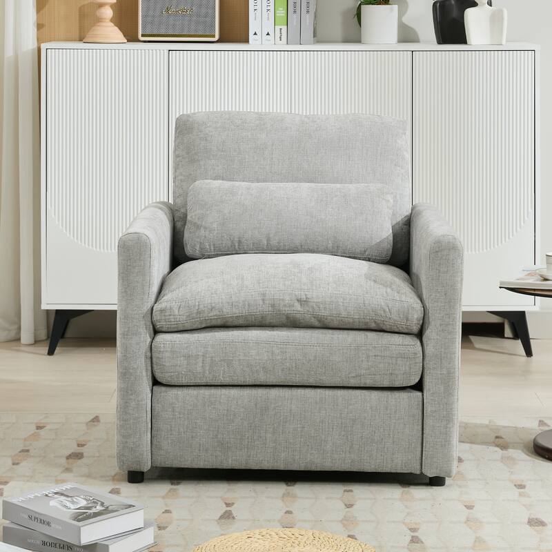 31.9" Oversized Comfy Light Grey Chenille Armchair for Living Room