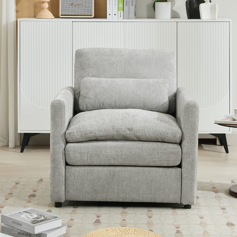 Oversized Chenille Fabric Cloud Sofa, Ergonomic Upholstered Lounge Armchair, Single Sofa Chair with Plush Cushion