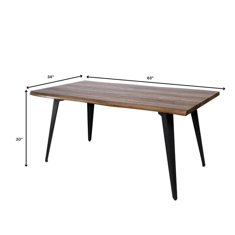 Ravenna Rectangular Dining Table with 63-Inch Wide MDF Tabletop and Powder Coated Metal Legs