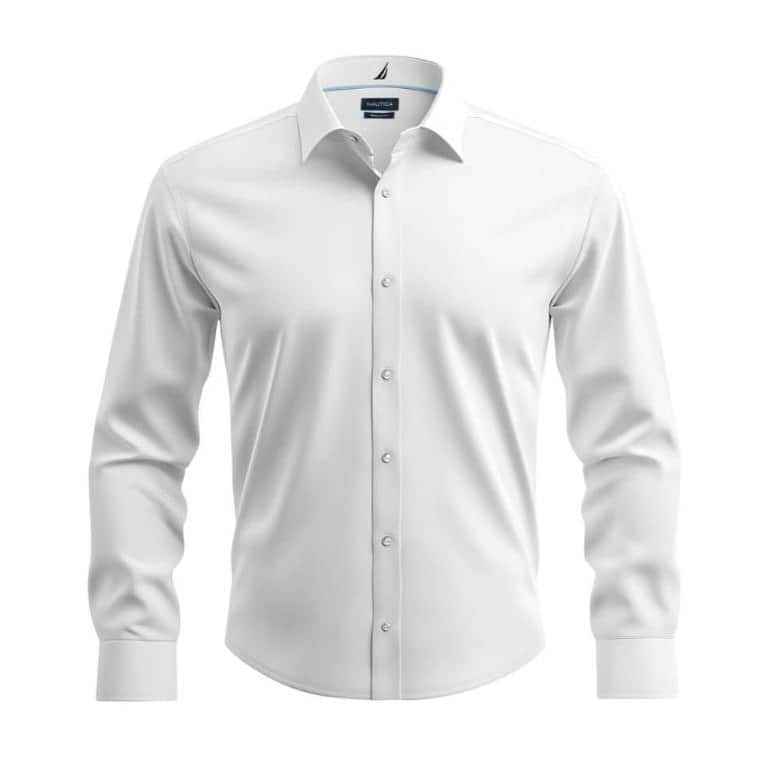 Nautica Men's Wrinkle-Resistant Performance Dress Shirt - Slim Fit - L 32/33 - White Solid