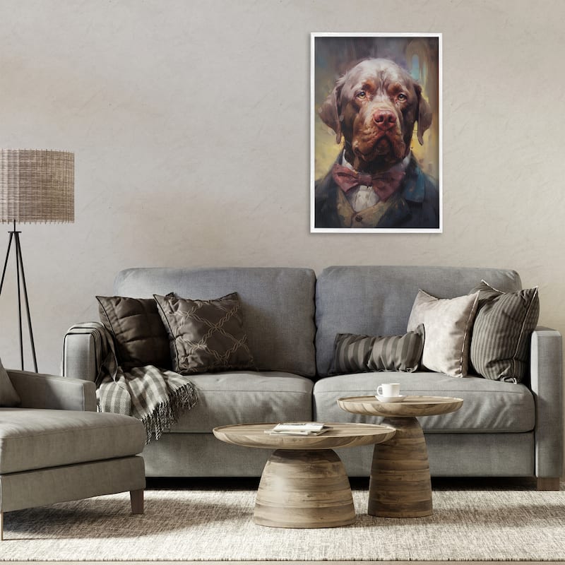 Stupell Dog in Timeless Suit Fashion Framed Giclee Art Design By Wumples