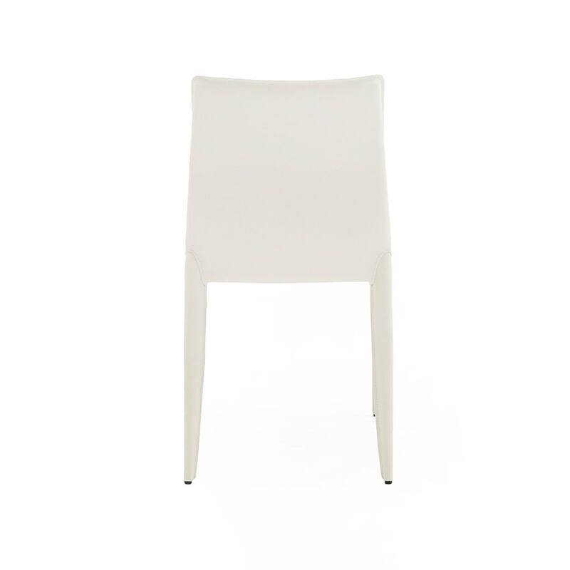 Modrest Halo Modern Ivory Saddle Leather Dining Chair (Set of 2)