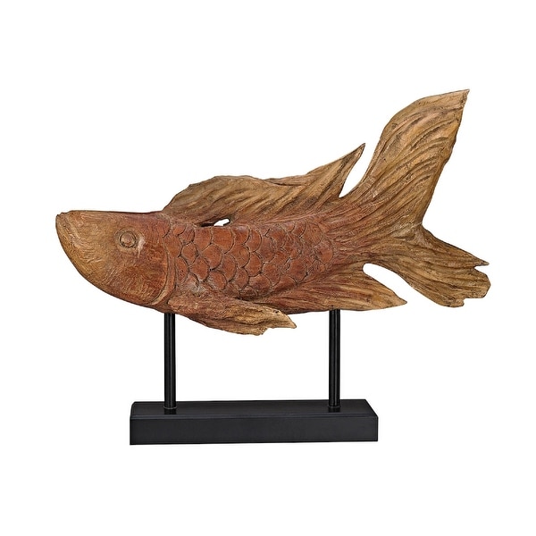 17" Brown Ryukyu Fish Sculpture - N/A