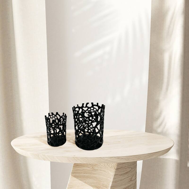 Set of 2 Decorative Handmade Aluminum Modern Candle holder - 6.5 x 6.5 x 8.5 in