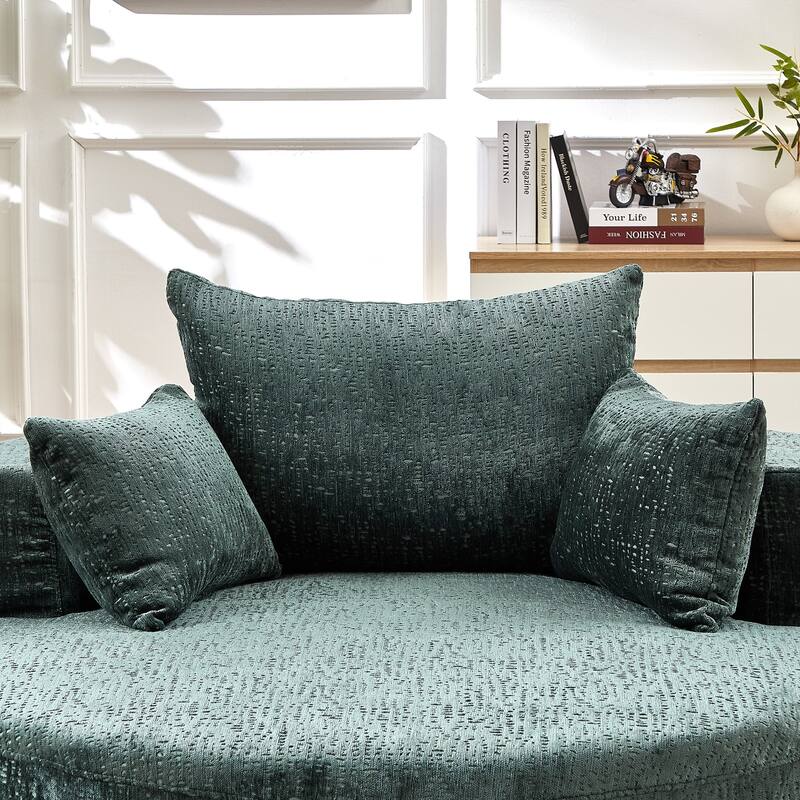 55in Wide Chenille Sponge Single Sofa Fluffy Modern Sleeper Chair