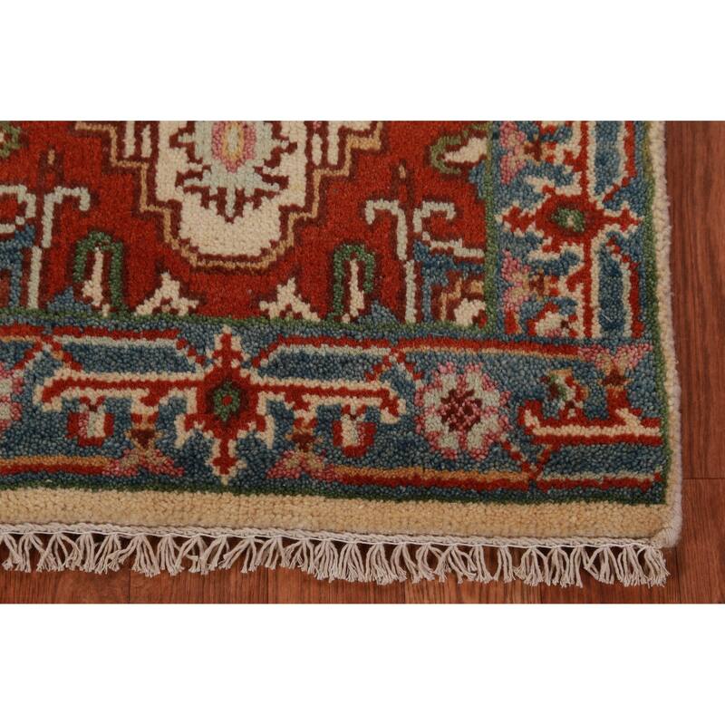 Hand Knotted Oriental 100% Wool Carpet Traditional Medallion Beige & Ivories Heriz (serapi) Area Rug - 3' 0'' X 2' 0''