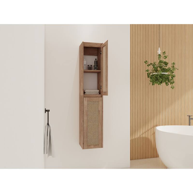 Modern Wall-Mounted Bathroom Side Cabinet, Space-Saving Floating Storage Cabinet with Reversible Door