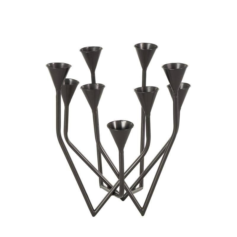 Black Metal Taper 9 Slot Decorative Candelabra - 11"W x 12"L x 14"H