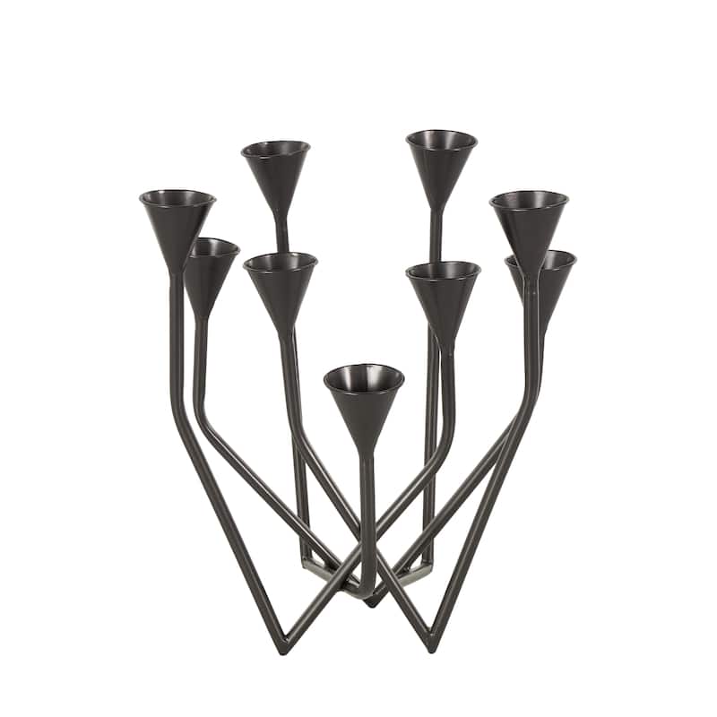 Metal Taper 9 Slot Candelabra - Black - Roche River Decor - 11"W x 12"L x 14"H