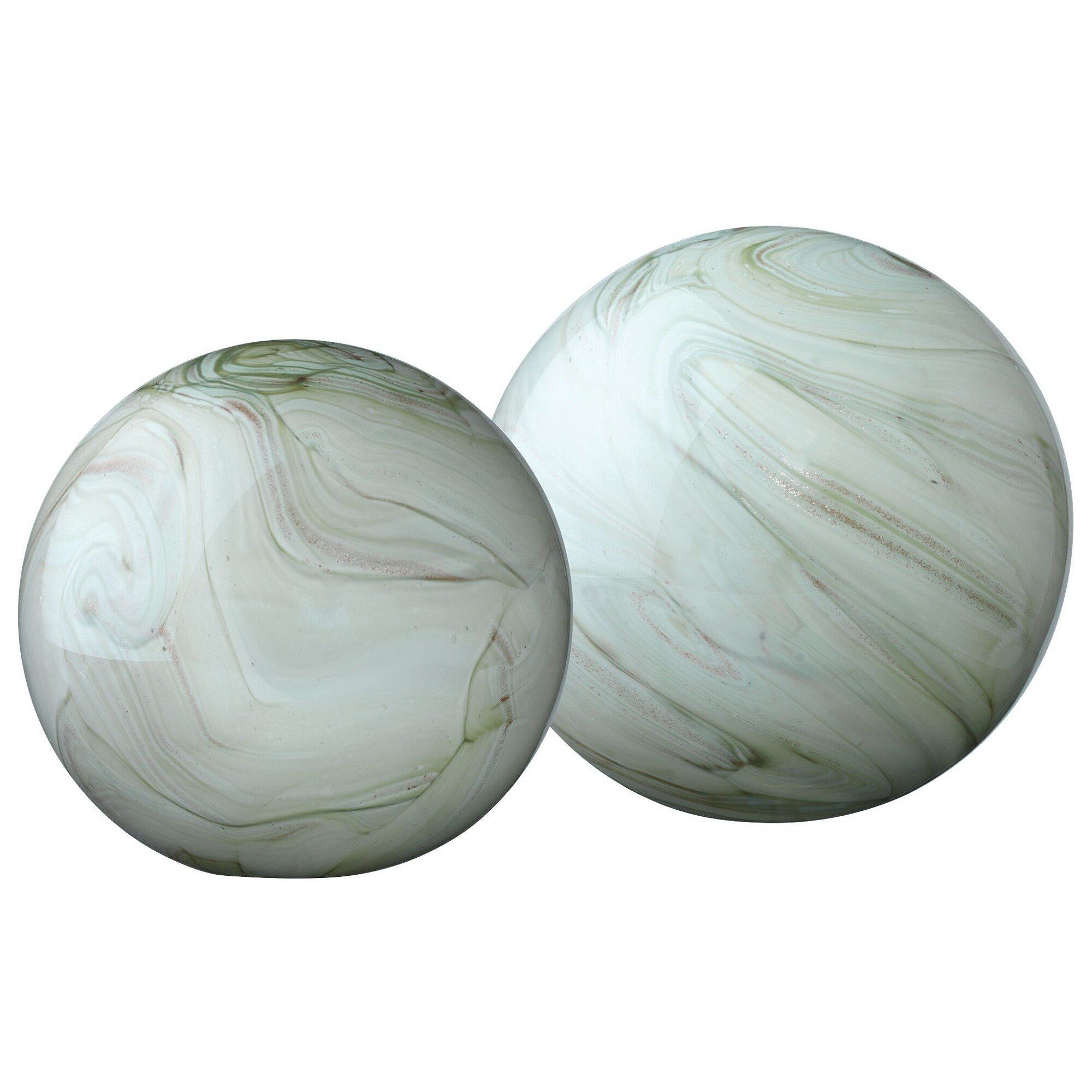 Shop Set Of 2 Green And Gray Cosmos Decorative Glass Balls 9
