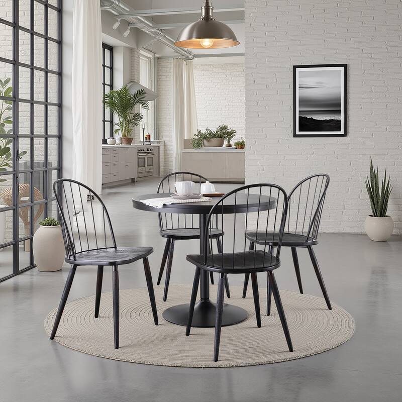 Carbon Loft Goddard-Ellul 5 Piece Black Wood & Metal Dining Set