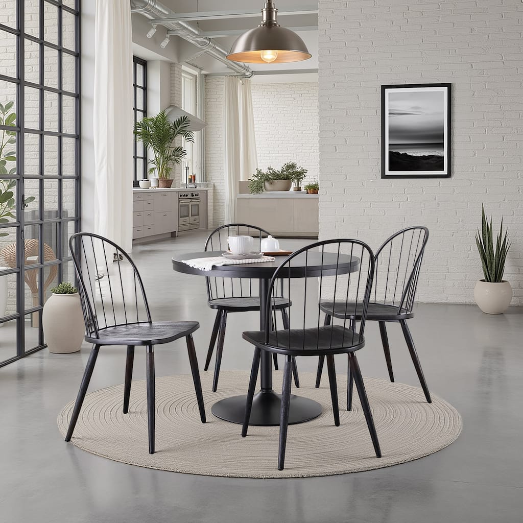 Carbon Loft Goddard-Ellul 5 Piece Black Wood & Metal Dining Set