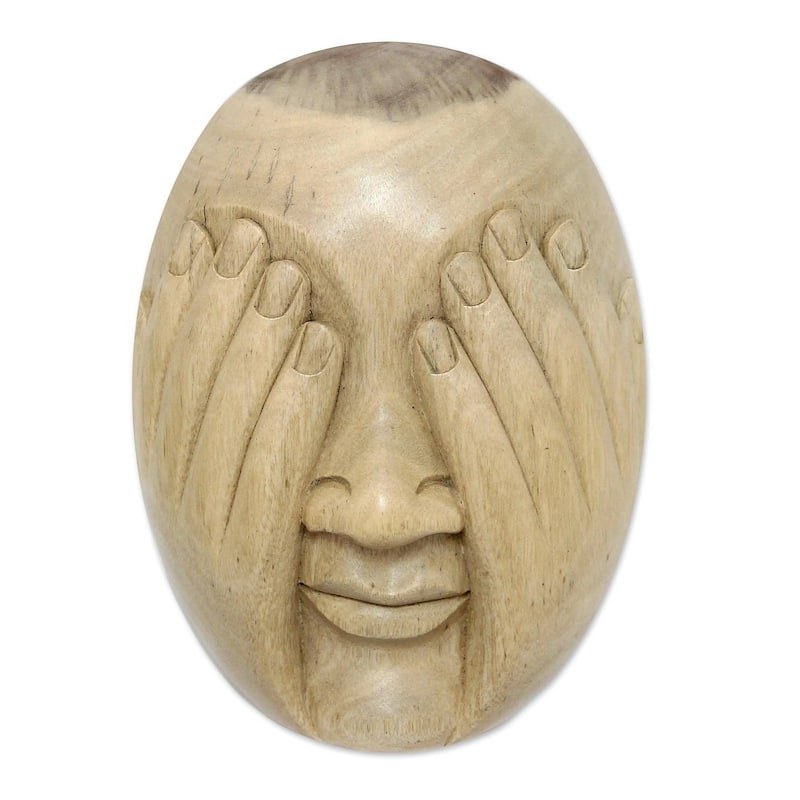 Handmade See No Evil Wood Mask indonesia