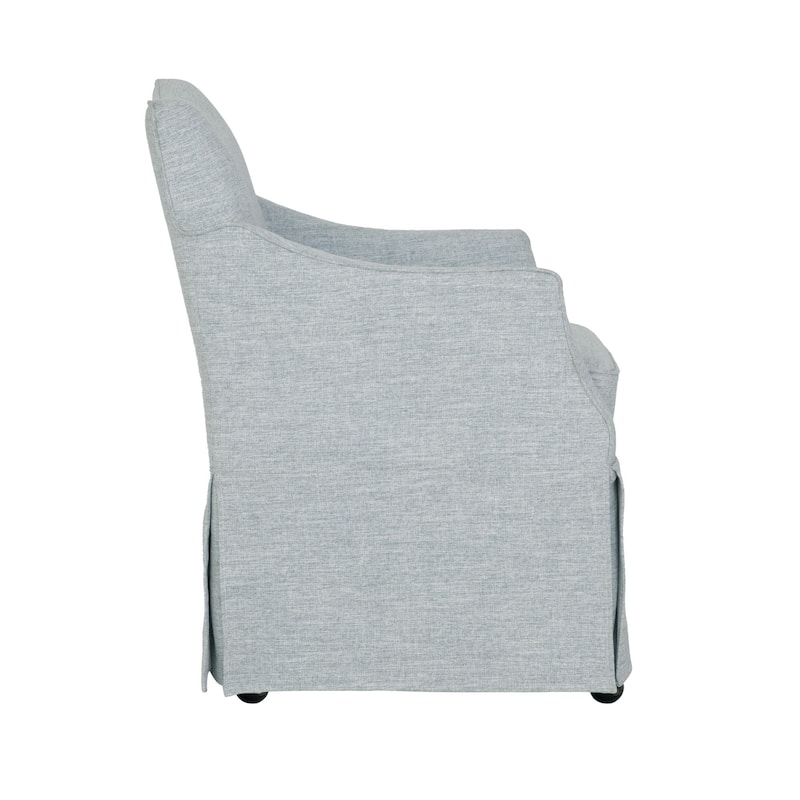 Martha Stewart London Upholstered Skirted Dining Arm Chair with Hidden Casters