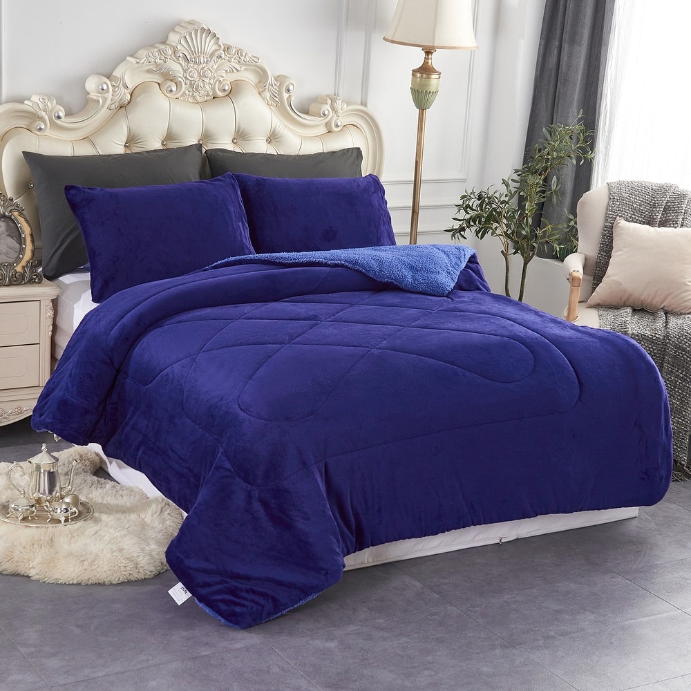 Fleece/ Sherpa Down Alternative 3-piece Comforter Set