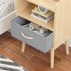 preview thumbnail 16 of 18, Kids Wood Side Table Nightstand With Fabric Drawer and 2-Tier Shelf,Oak