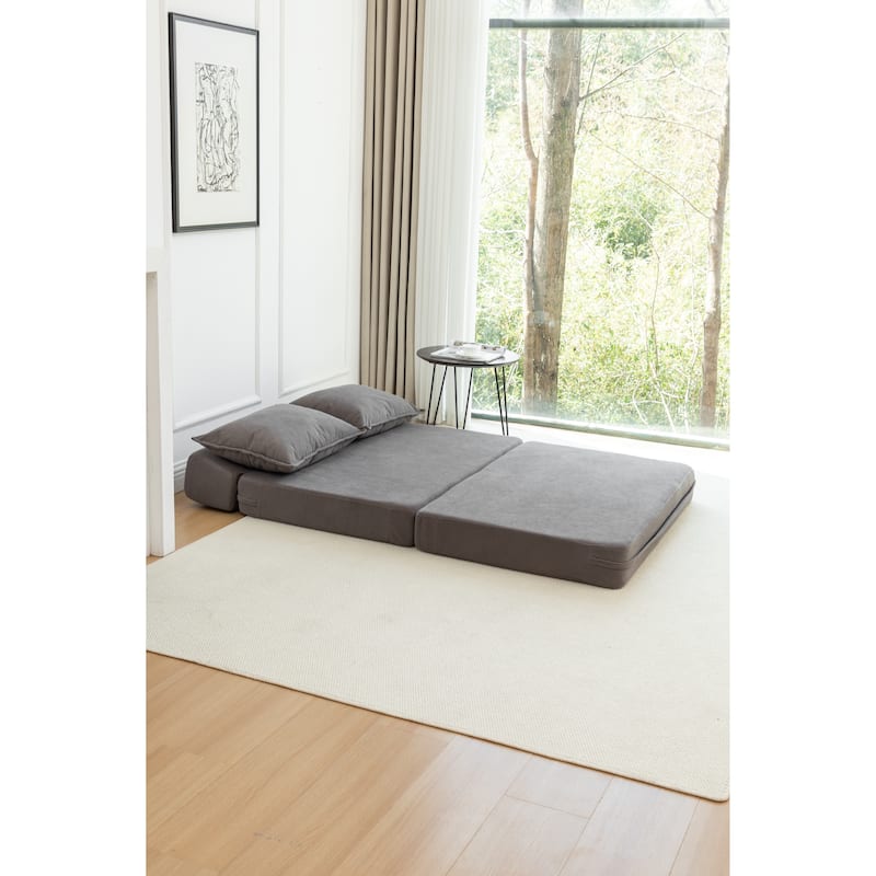 47.63" Corduroy 2-Seater Sleeper Sofa, Floor Mattress and Backrest