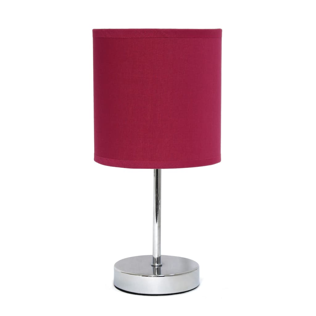 Traditional Petite Table Lamp with Drum Shade - 11.75" - Silver and Win Red