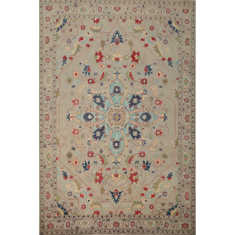 Hand Knotted Oriental 100% Wool Carpet Traditional Floral Greys & Charcoal Kazak Area Rug - 10' 3'' X 8' 0''