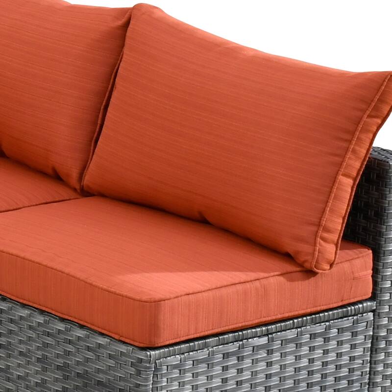 HOOOWOOO 9-piece Grey Wicker Patio Outdoor Sectional Set with Swivel Rocking Chair