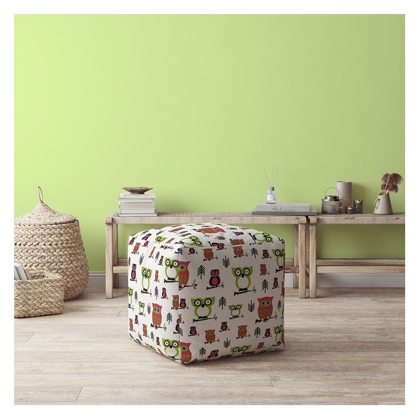 Indoor WHOOTY Hot Pink Square Zipper Pouf - Stuffed - 17in x 17in