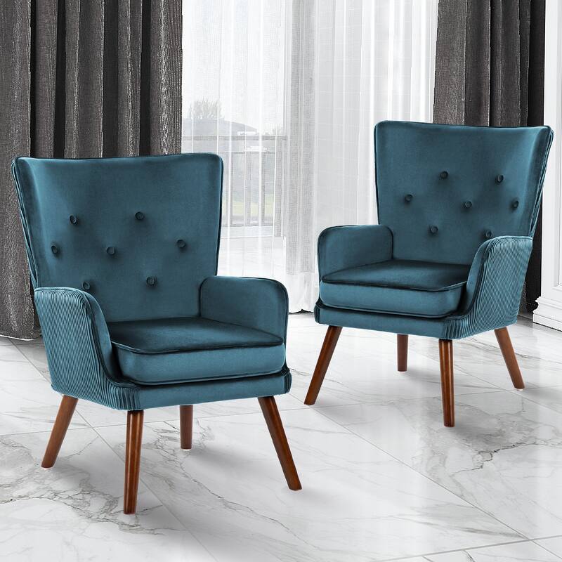 Velvet Upholstered Accent Chair Armchair for Living Room