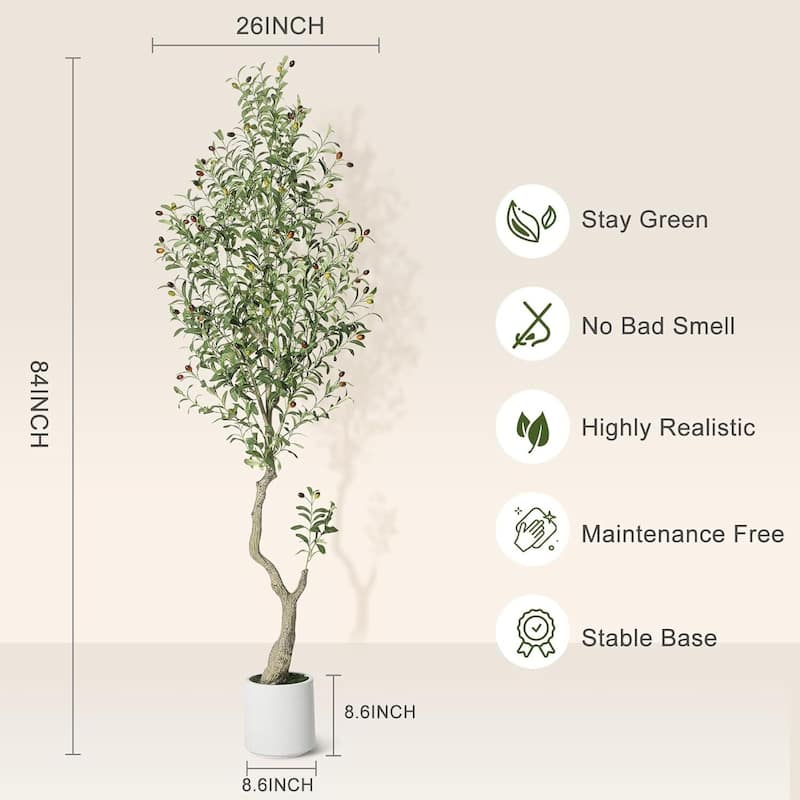 2 Pack Artificial Indoor Faux Olive Tree with White Planter
