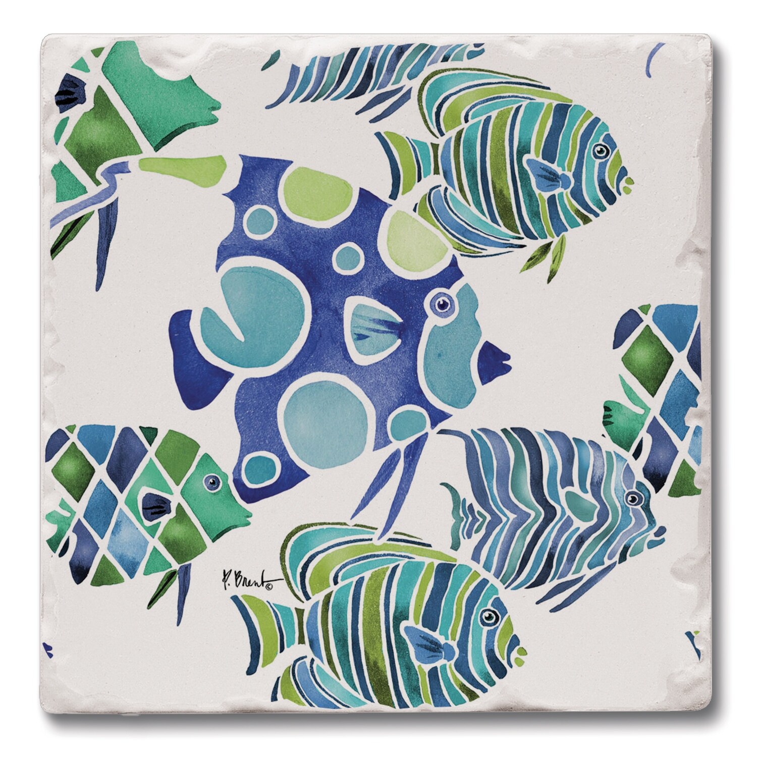 Counterart Absorbent Stone Coasters - Tahiti Blues - Set of 4 - 4x4x1.218
