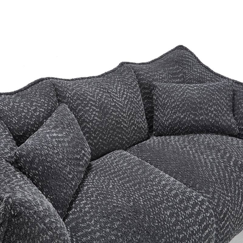 73.2" Chenille Oversized Beanbag Sofa Chair with High-Resilience Foam, Armrests and Handles