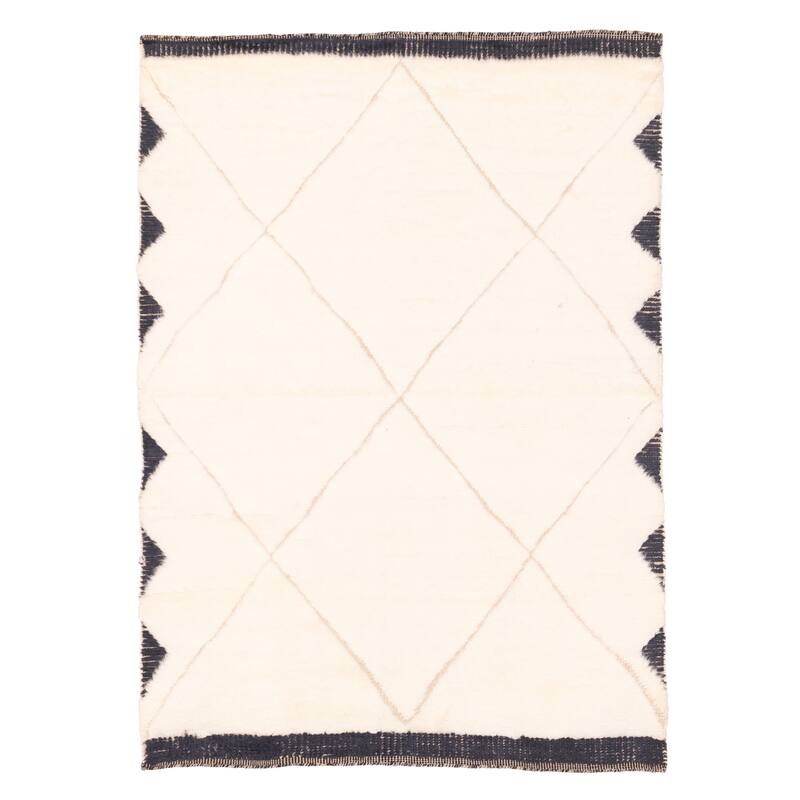 ECARPETGALLERY Hand-knotted Tangier Cream Wool Rug - 5'4 x 7'3