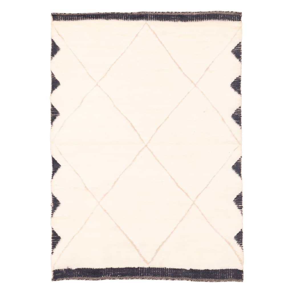 ECARPETGALLERY Hand-knotted Tangier Cream Wool Rug - 5'4 x 7'3