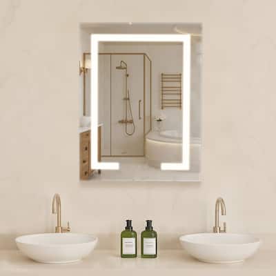 White LED Bathroom Mirror Cabinet with Adjustable Brightness, Anti-Fog and Built-in Socket - 20.0 x 4.9 x 26.0 in